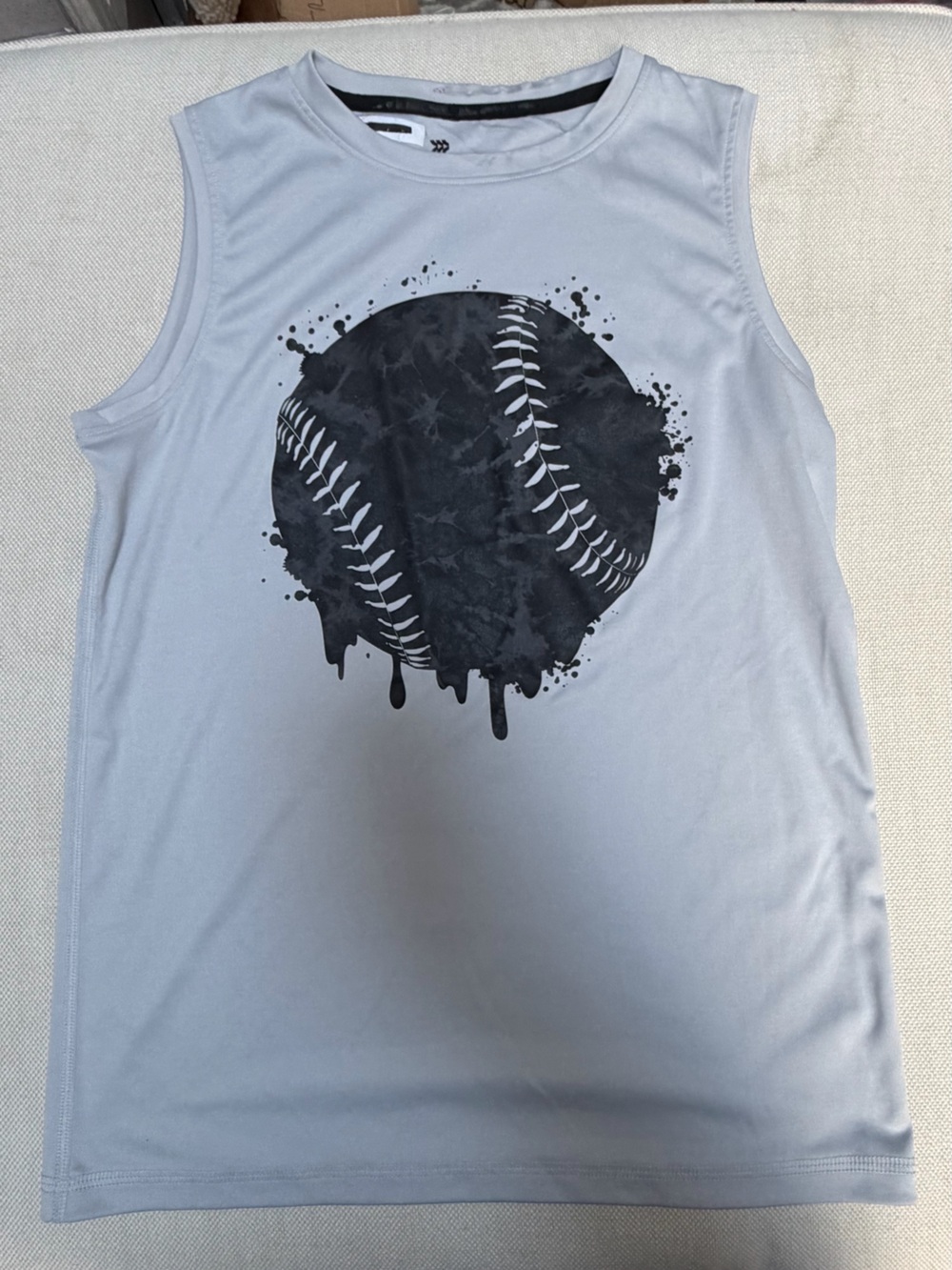 All in Motion—Light Gray Dri-Fit Sleeveless Baseball Graphic Tank